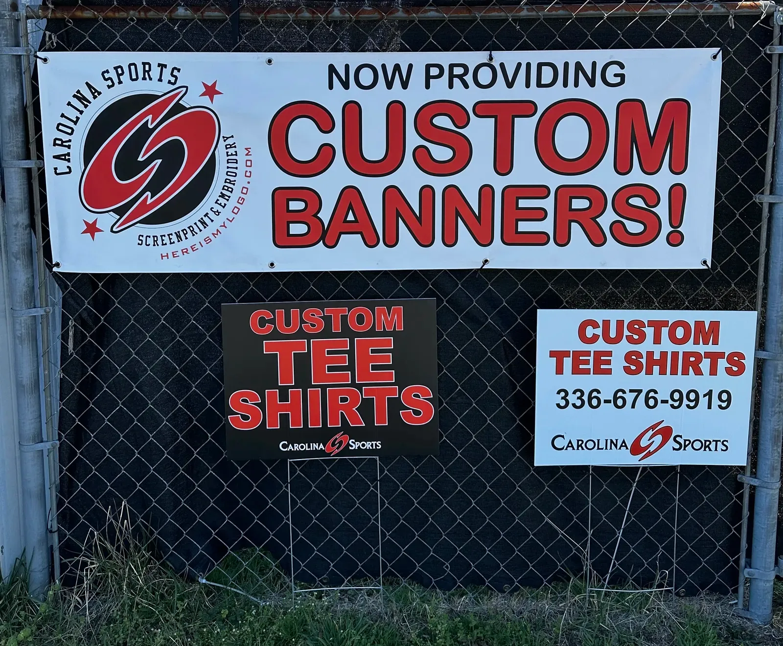 Custom banners and yard signs by Carolina Sports Accessories